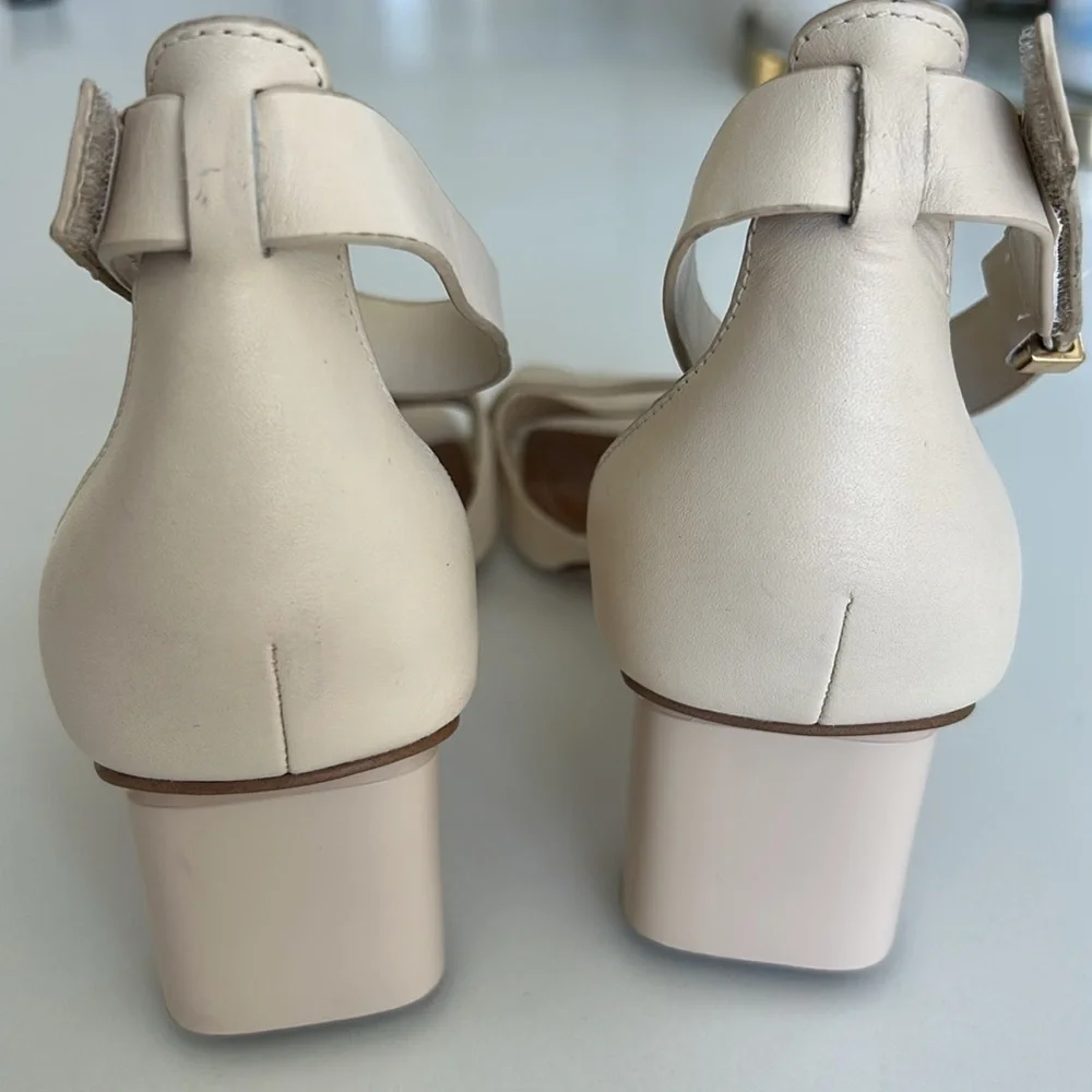 SARTO BY FRANCO SARTO Lusso Ankle Strap Block Heel Sandal Bone Color Size 8